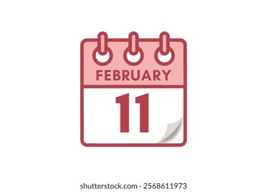 11 February month single day vector, illustration, calendar with maroon, rose and white color background calendar February 11