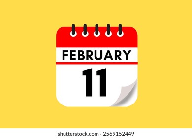 11 February month single day vector, illustration, calendar with maroon, rose and white color background calendar February 11