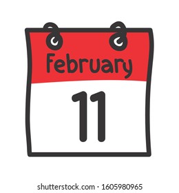 11 February. Vector flat daily calendar icon. Date and time, day, month. Holiday