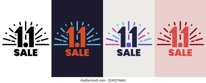 1.1 First of January 1st twin double date sale logo symbol for promotion
