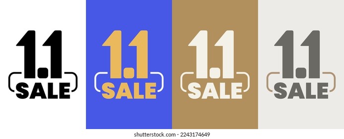 1.1 First of January 1st twin double date sale logo symbol for promotion