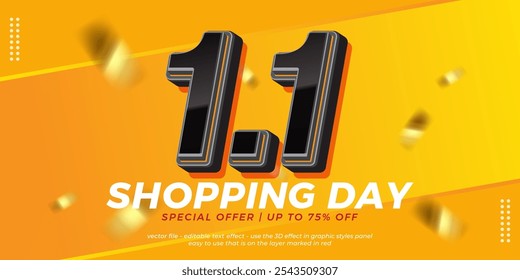 1.1 Flash sale design background. January 1 sale campaign for social media and website promotion template design. Discount Shopping Sale