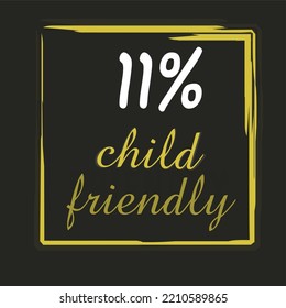 11% GMO persentase ramah anak Vektor ilustrasi seni label tanda persegi coklat dengan huruf kuning dan putih