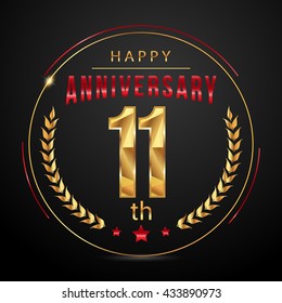 11 golden anniversary logo, low poly design number