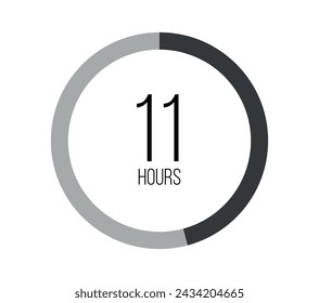 11 horas Reloj redondo moderno, contador de horas y tiempo tecnológico. Vector sobre fondo blanco