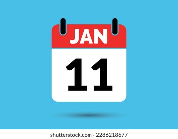 11 de enero Fecha del calendario Icono plano Día 11 Ilustración vectorial