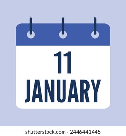 11 January calendar. Grey background. Vector Calendar.