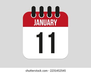 11 january calendar icon. Calendar template for the days of january. Red banner for dates and business