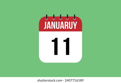 11 january calendar icon. Calendar template for the days of january. Red banner for dates and business