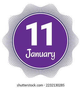 11 de enero, plantilla Fecha. Diseño útil para la promoción de calendarios o eventos. Ilustración vectorial Archivo EPS 10. Aislado sobre fondo blanco. 