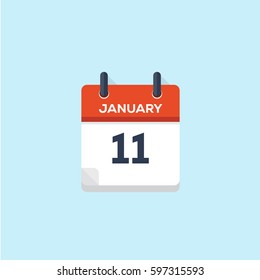 11. january flat style calendar, vector illustration