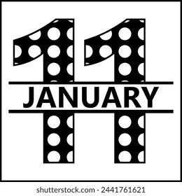 11 January Floral Split Silhouette Counting Vector Design | Print Design | Cut file | Shirt Design | Birthday Gift