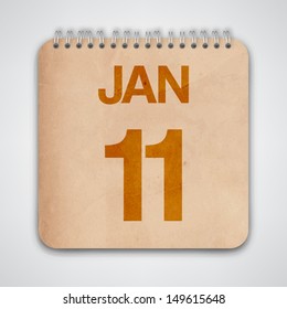 11 January on Old Notebook Vector