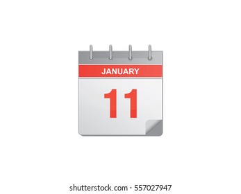 11 January red calendar vector illustration on white background