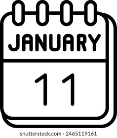 11 de enero Diseño de iconos de línea de Vector