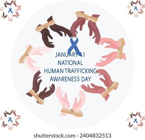 11 janusry is National human trafficking awareness day vector illustration
