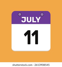 11 july calender icon text page monthly web design.