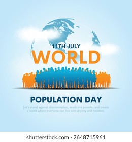 11 July World Population Day. World Population Day creative concept design with group of people. Banner, poster, social media post.
