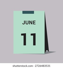 11 june calendar date icon minimal desk calendar vector illustration