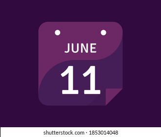 11 June, June 11 icon Single Day Calendar Vector illustration