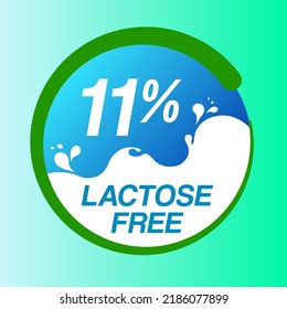 11% Lactose free icon sign vector illustration with blue green color and clean font