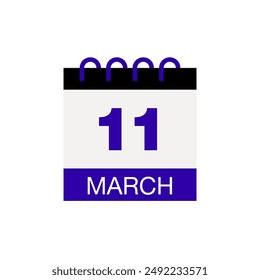11 de marzo calendario fecha icono Vector eps