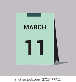 11 march calendar date icon minimal desk calendar vector illustration