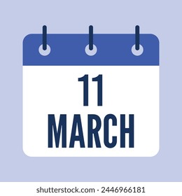 11. März Kalender. Grauer Hintergrund. Vektorgrafik-Kalender.