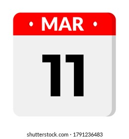 icono del calendario del 11 de marzo, ilustración vectorial