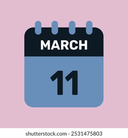 11 march calendar icon vector number date design background