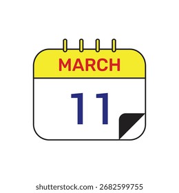 11 março calendário ícone vetor mês ilustração design