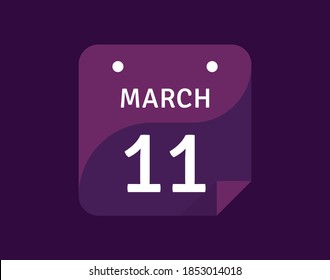11 March, March 11 icon Single Day Calendar Vector illustration