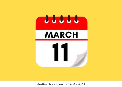 11 March month single day vector, illustration, calendar with maroon, rose and white color background calendar March 11