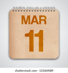 11 March on Old Notebook Vector