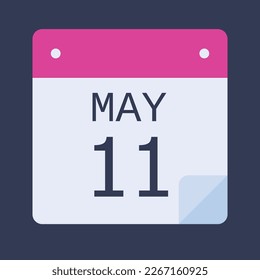 11 de mayo Calendario Fondo negro, Calendario vectorial.