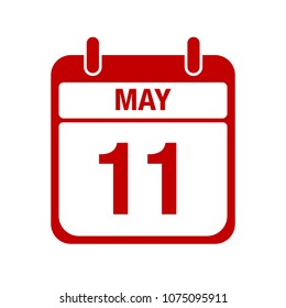 11 May calendar red icon. eleven