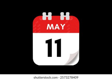 11 May month single day vector, illustration, calendar with red, gray, white and black color background calendar May 11