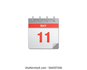 11 May red calendar vector illustration on white background