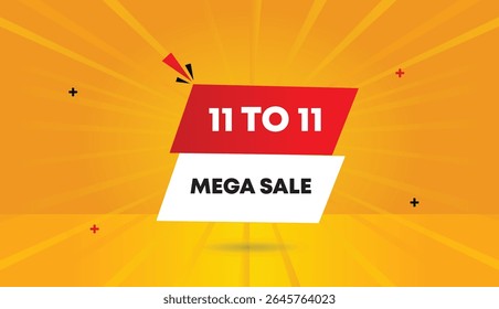 11 to 11 mega sale editable web banner vector art template design with red gradient white shapes orange yellow sunshine abstract background in stunning 4k resolution perfect for promotions