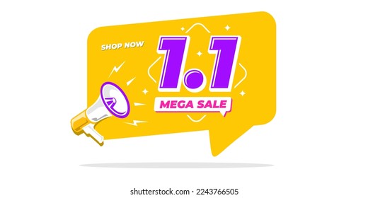 1.1 Mega sale online banner.