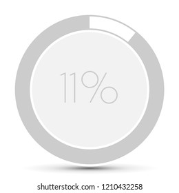 11% Minimal Flat white plane progress button  with shadow. well aligned loading graphic vector 