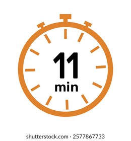 11 minute Timer, clock, icon vector stopwatch isolated icons. Countdown timer symbol.