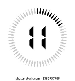 The 11 minutes or seconds, stopwatch vector icon, digital timer. clock and watch, timer.