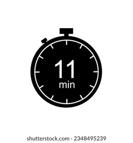 11 minutes timer, 11 min stopwatch or countdown icon.