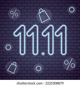 11 11 luces de neón en el afiche de la pared