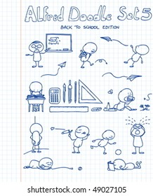 11 new, cool and funny doodles featuring Alfred Doodle in back to school situations