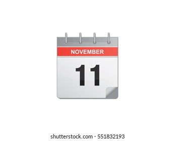 11 November calendar vector illustration on white background