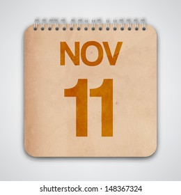 11 November on Old Notebook Vector 