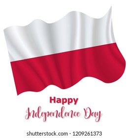 11 November, Poland Independence Day background in national flag color theme. Celebration banner with waving flag. Vector illustration