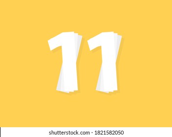 11 Number vector, modern layers design font. Eps10 illustration             